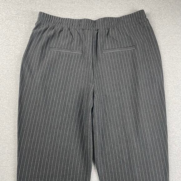 Noisy May Pants Womens XL Gray Pinstripe High Waist Pull On Split Hem Trousers - Picture 5 of 16